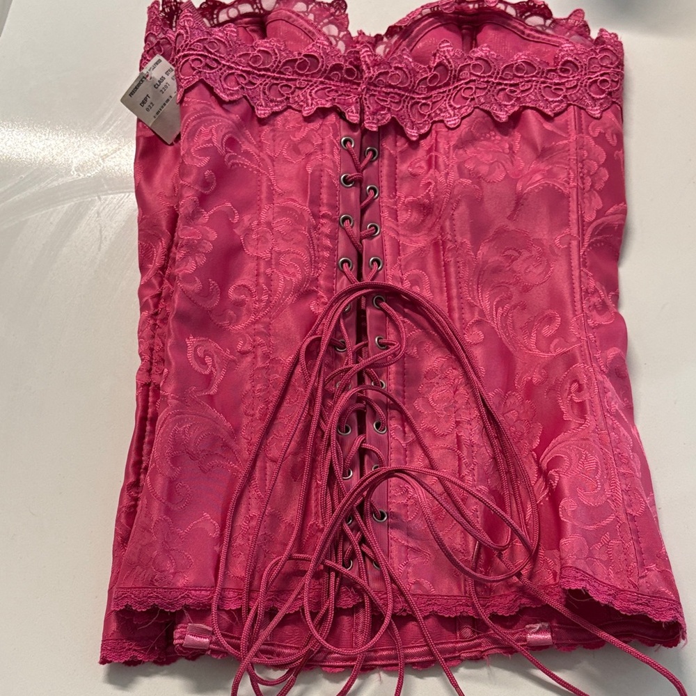 Frederick's of Hollywood Y2K Fuchsia Lace Corset - Picture 3 of 7